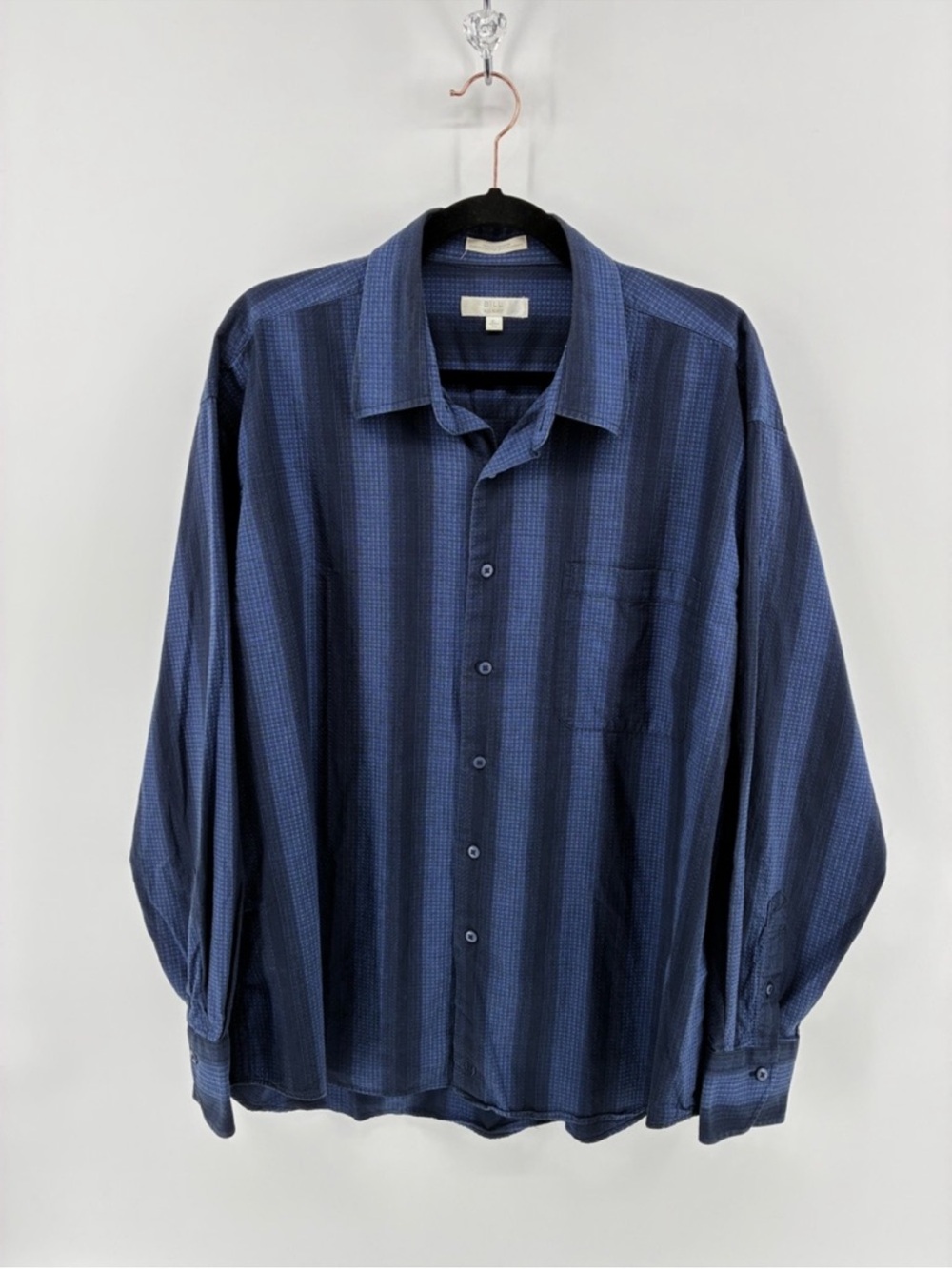 Men's Blue Striped Button-Up Shirt